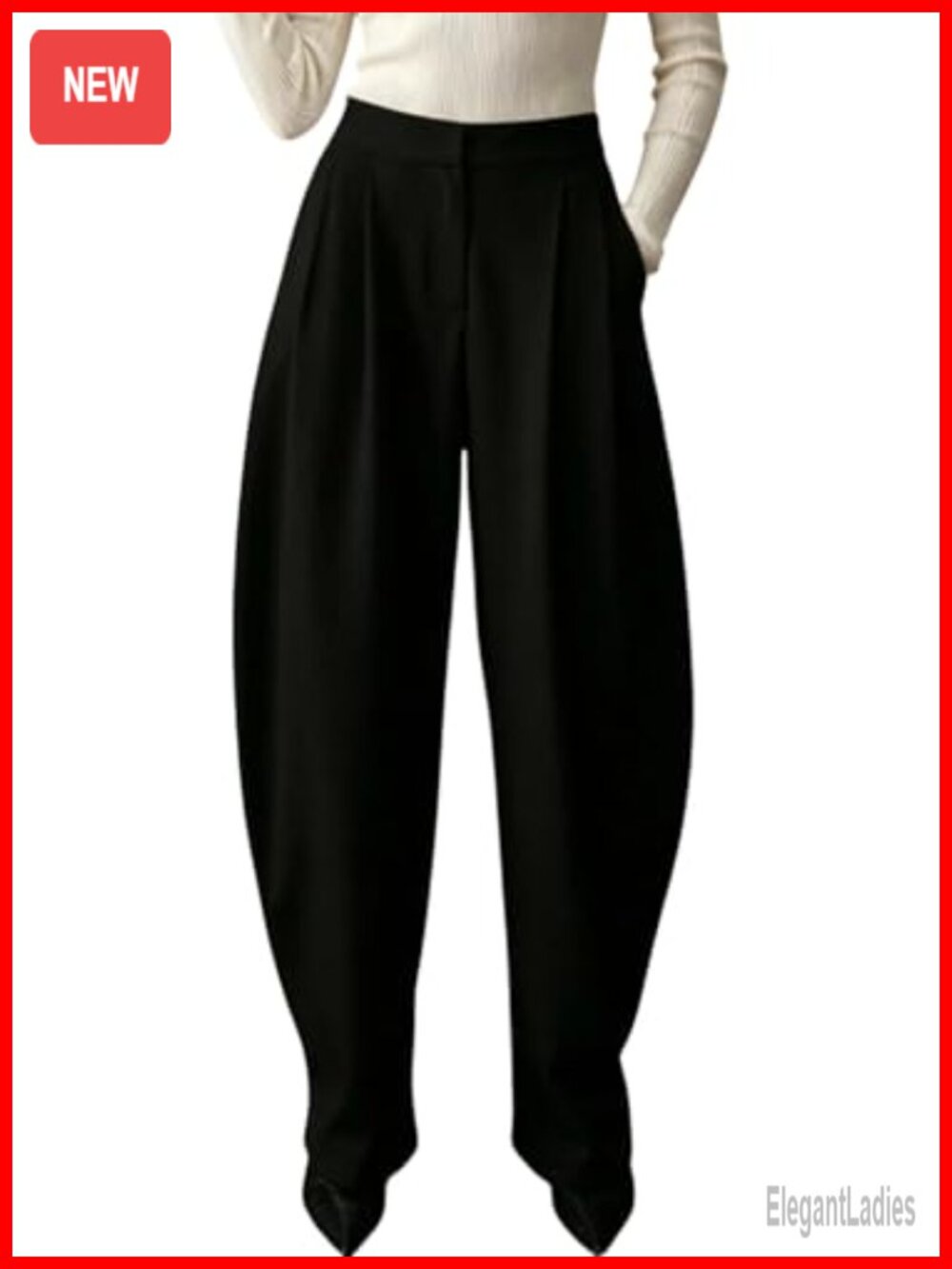 Women's High Waisted Wide Leg Barrel Dress Slacks Pleated Ankle Pants